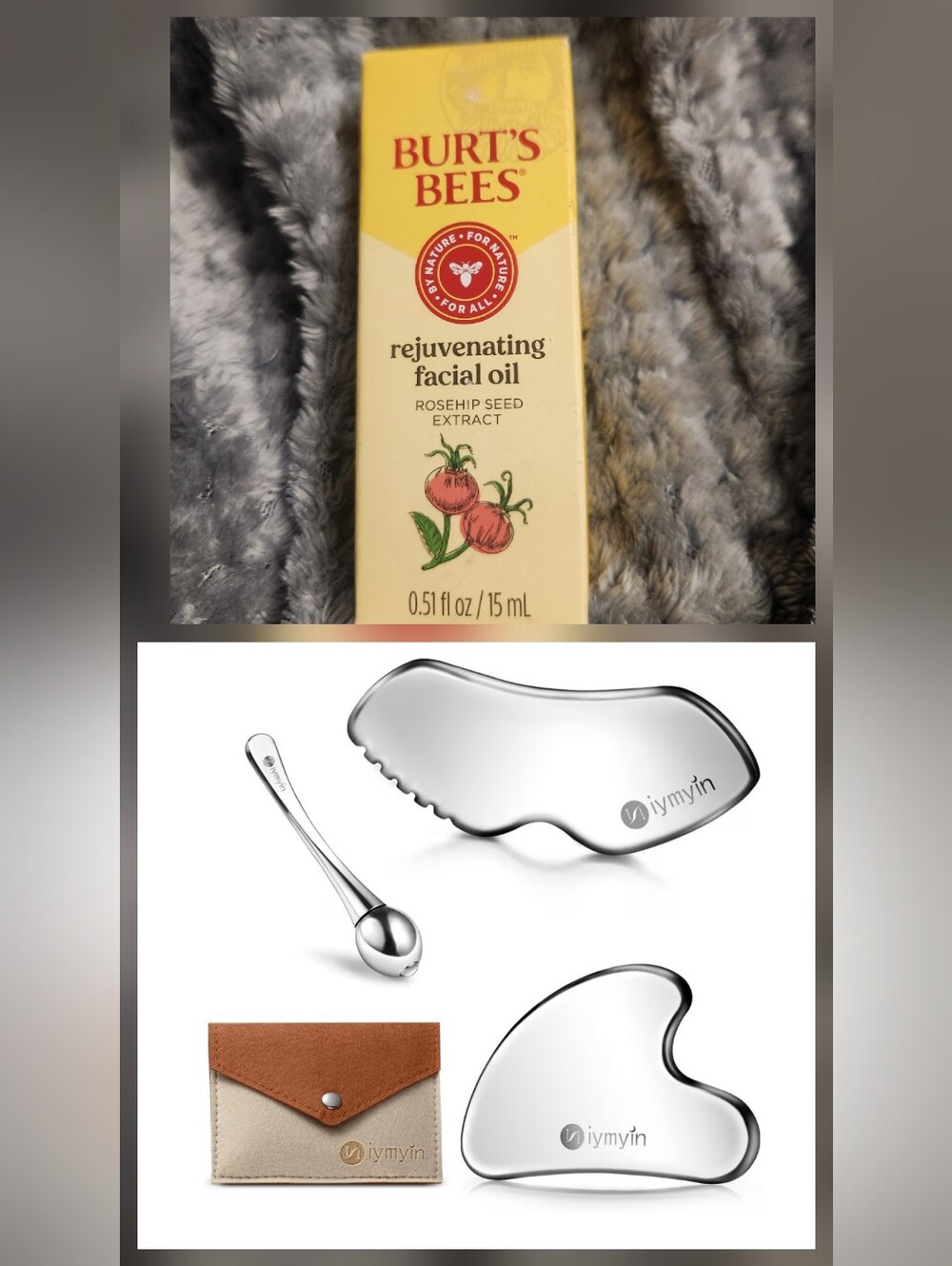 Burt's Bees Rejuvenating Facial Oil with Silver Gua Sha Tools - Picture 1 of 8